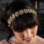 Collette - Gold Crystal Jeweled Ribbon Headband