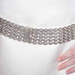 Leila - Sophisticated Silver Crystal Ribbon Belt /..