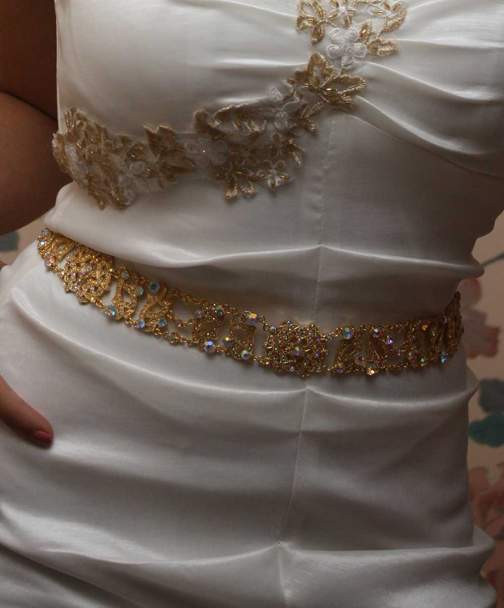Antoinette - Gold Ab Crystals Rhinestones Bridal Belt With A Vintage Flair