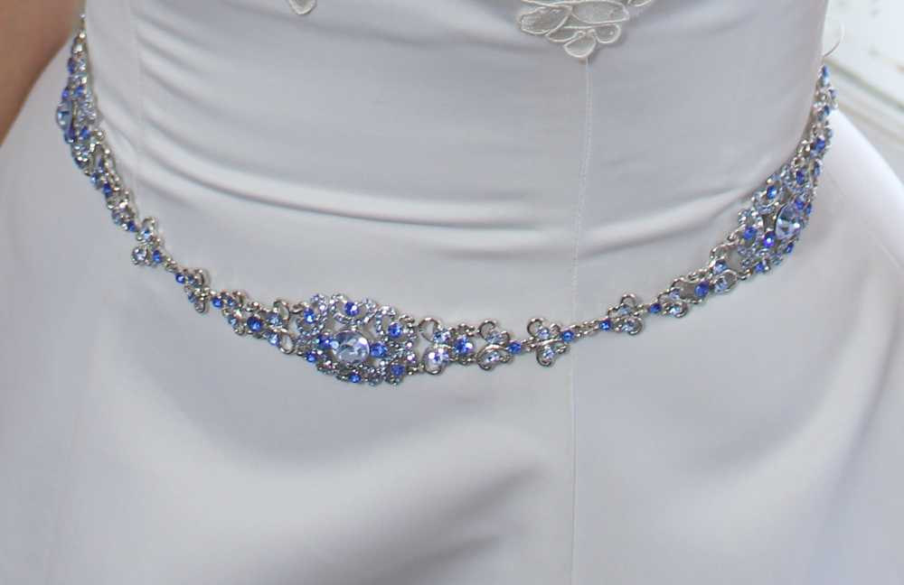 Sophia - Vintage Style Rhinestone Bridal Belt - Mixed Blue